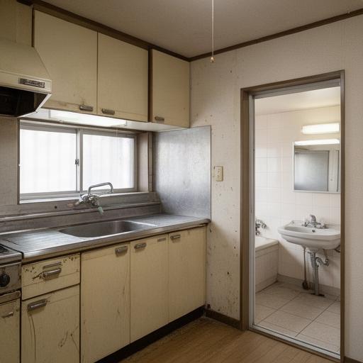 築20年マンションの交換前の古いキッチンと浴室設備